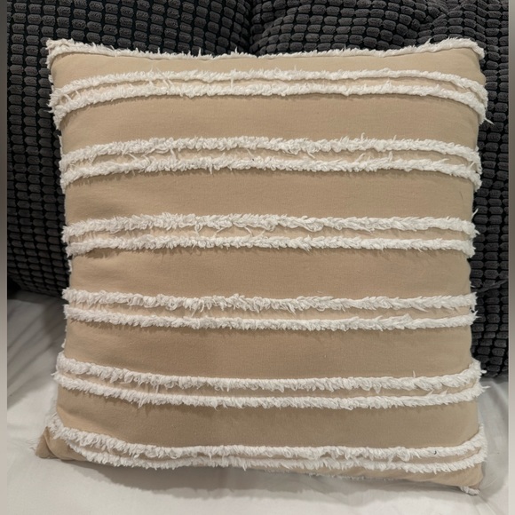 Tan and White Pillow Cover - Picture 3 of 4